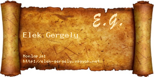 Elek Gergely névjegykártya